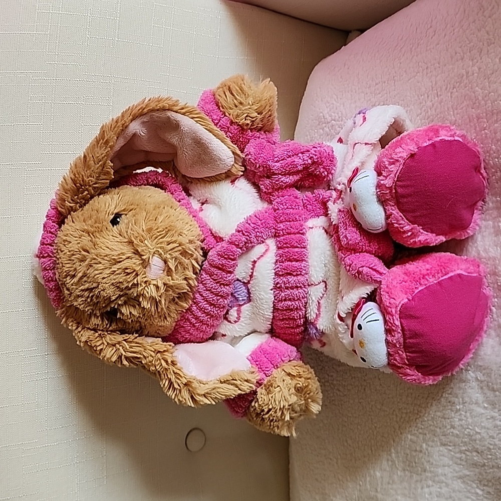 Build-A-Bear Bunny w/Hello Kitty Robe & Slippers